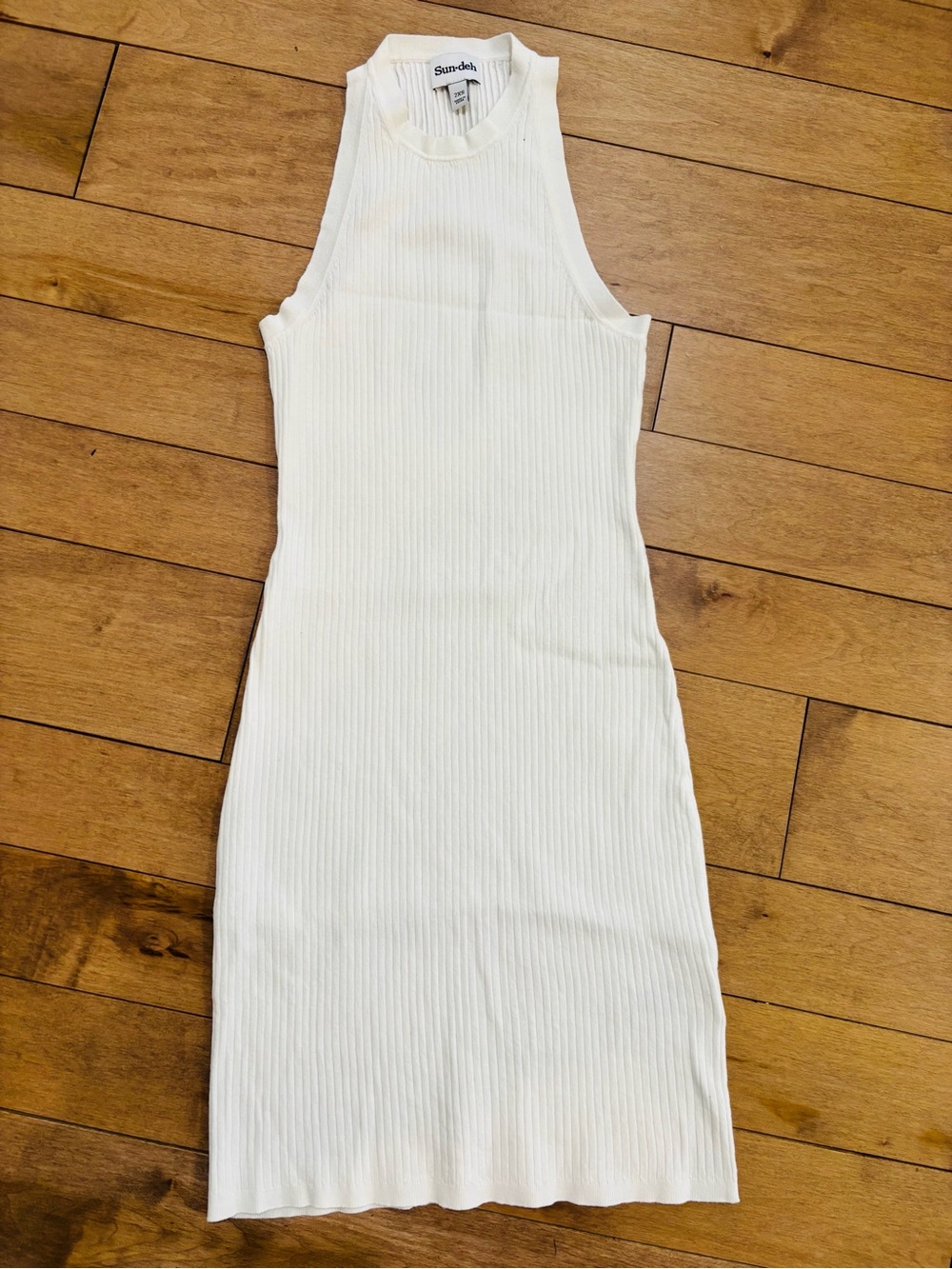Aritzia White Ribbed Tank Midi Dress